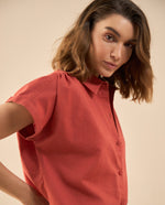 Camisa de cuello clásico para mujer - Rojo