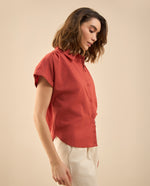 Camisa de cuello clásico para mujer - Rojo
