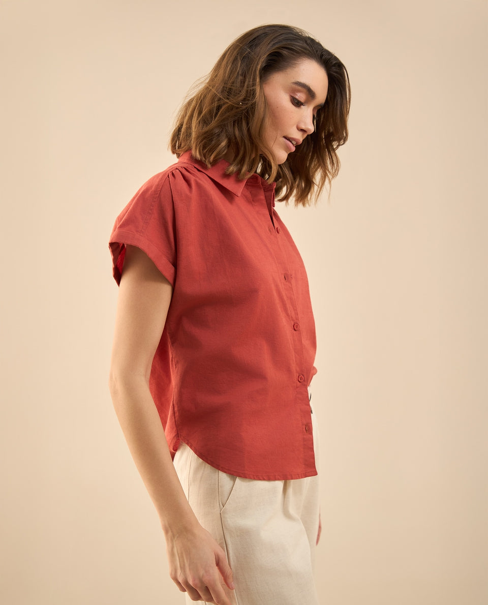 Camisa de cuello clásico para mujer - Rojo 34_111G005_ROJ181540_5