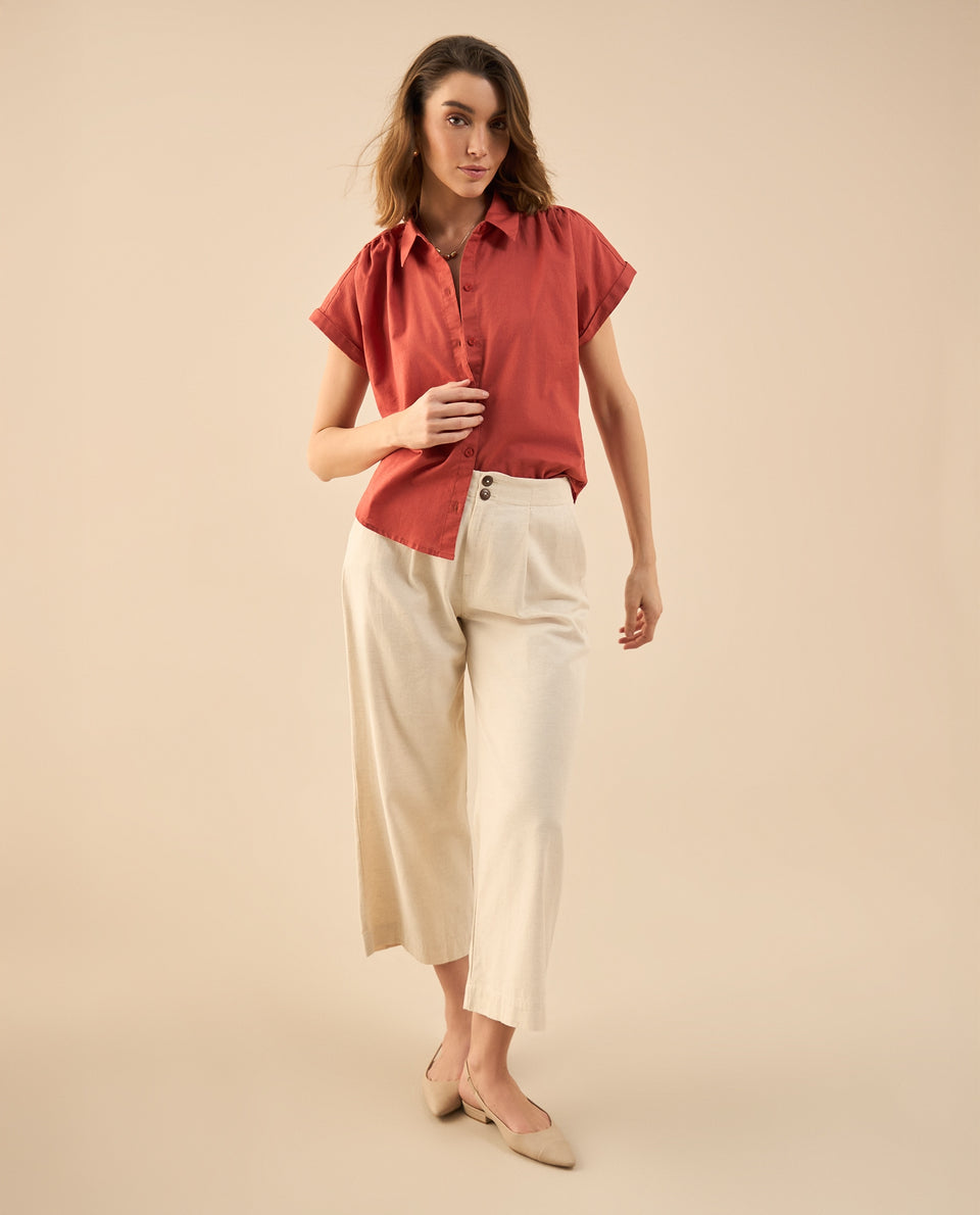 Camisa de cuello clásico para mujer - Rojo 34_111G005_ROJ181540_6