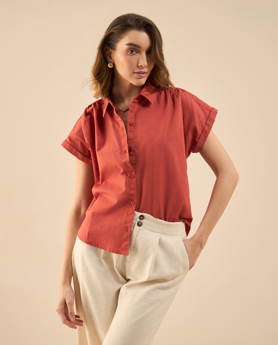 Camisa de cuello clásico para mujer - Rojo 34_111G005_ROJ181540_7