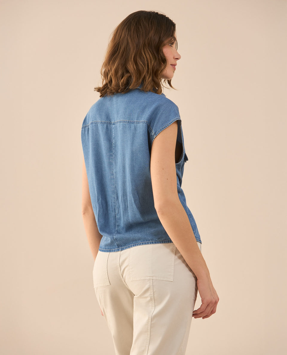 Camisa manga sisa para mujer - Azul 34_111G006_AZU174027_4