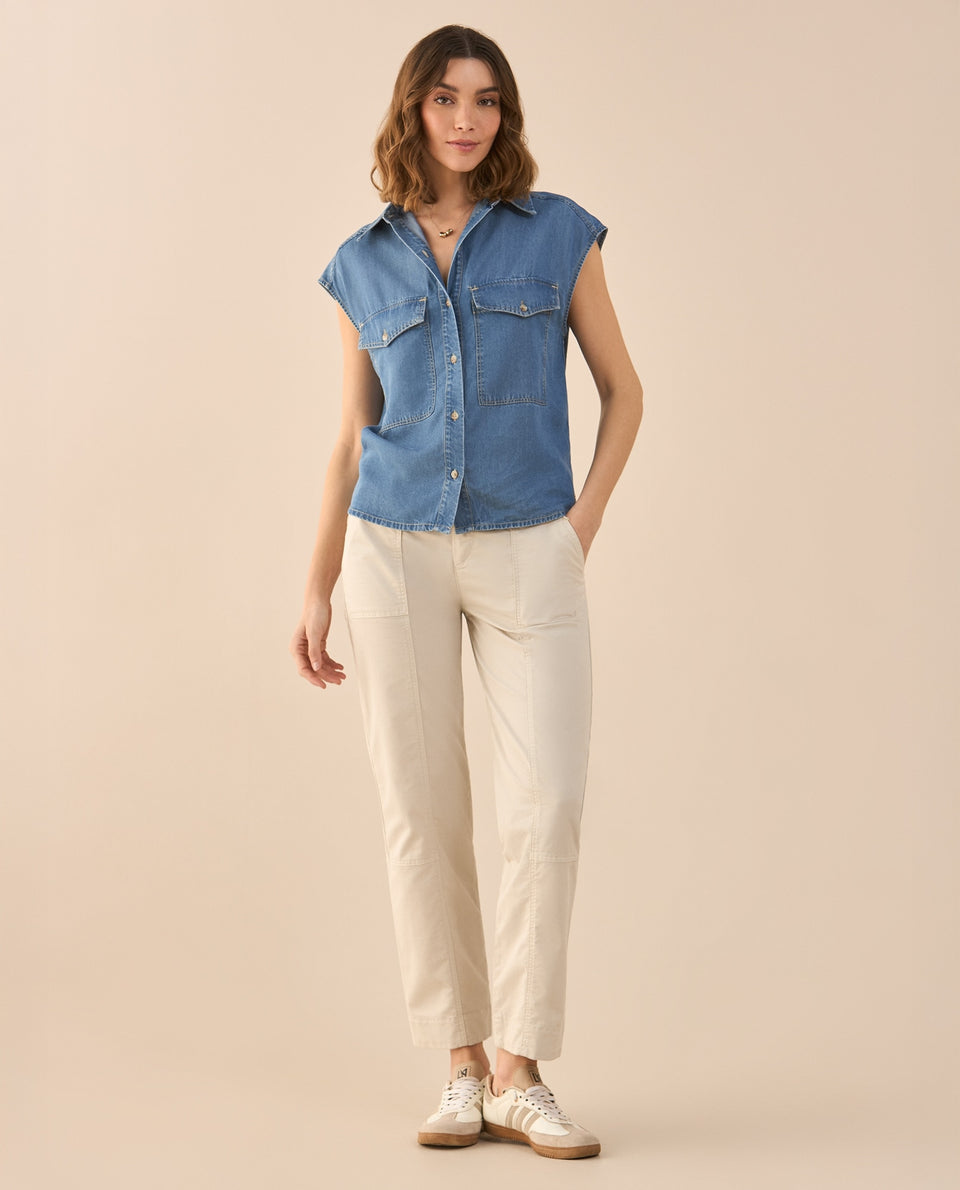 Camisa manga sisa para mujer - Azul 34_111G006_AZU174027_7