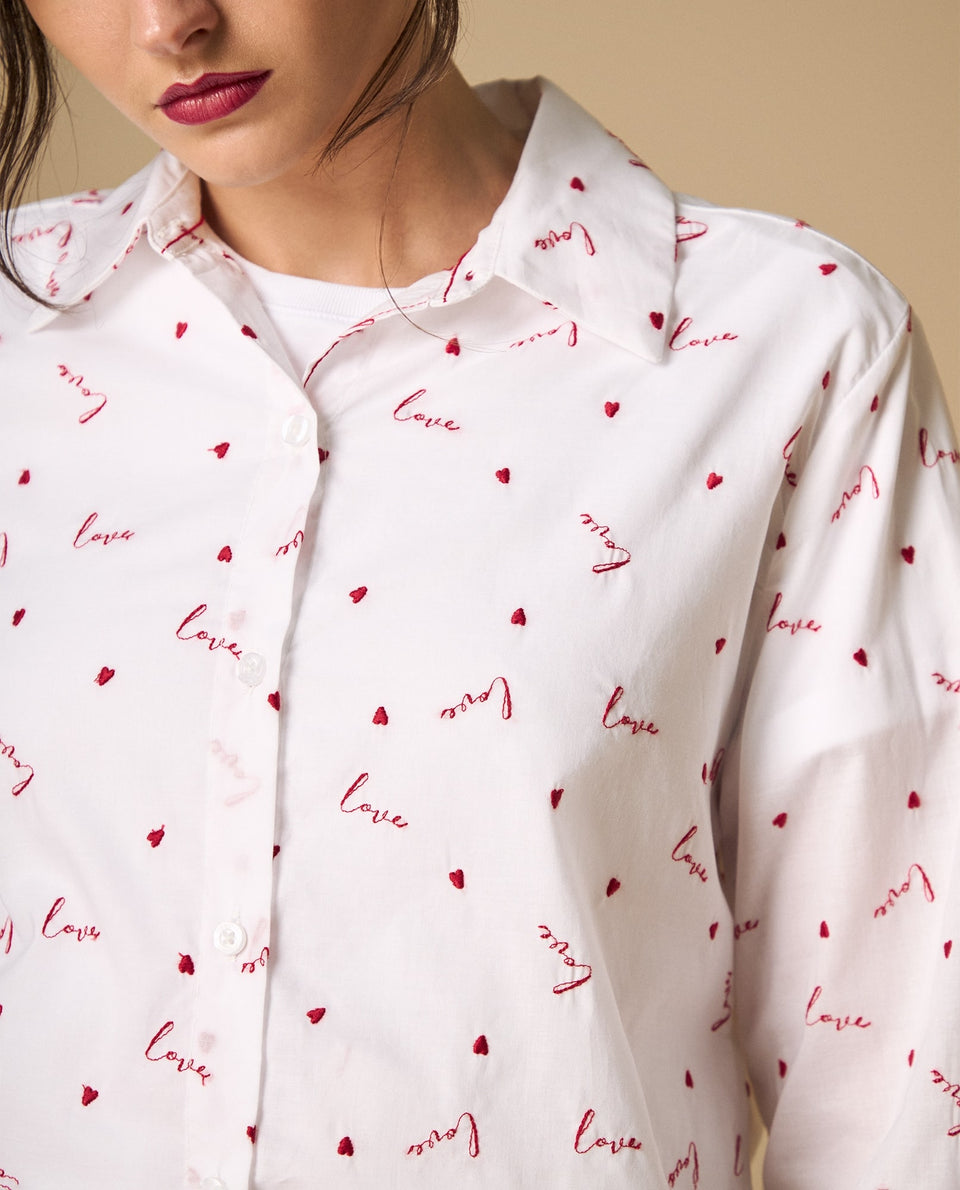 Camisa manga larga con minibordados - Blanco 34_111H000_BLA110601_3