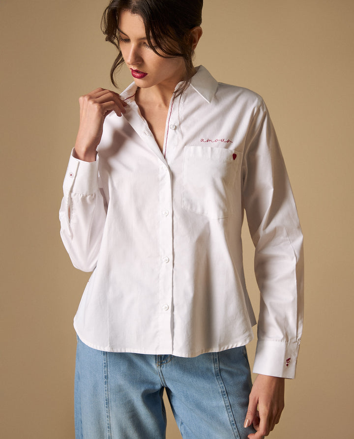 Camisa manga larga con bordado en pecho y puño - Blanco 34_111H003_BLA110601_0