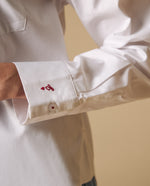 Camisa manga larga con bordado en pecho y puño - Blanco