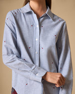 Camisa manga larga en mezcla de lino - Azul