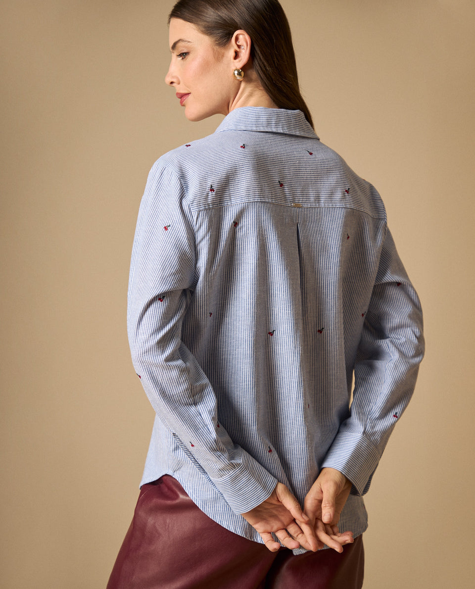 Camisa manga larga en mezcla de lino - Azul 34_111H010_AZU144516_4