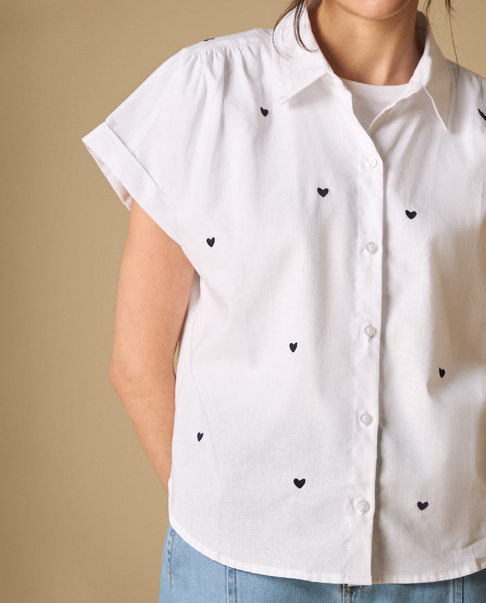 Camisa bordada manga sisa con cuello camisero - Blanco 34_111H012_BLA110601_3