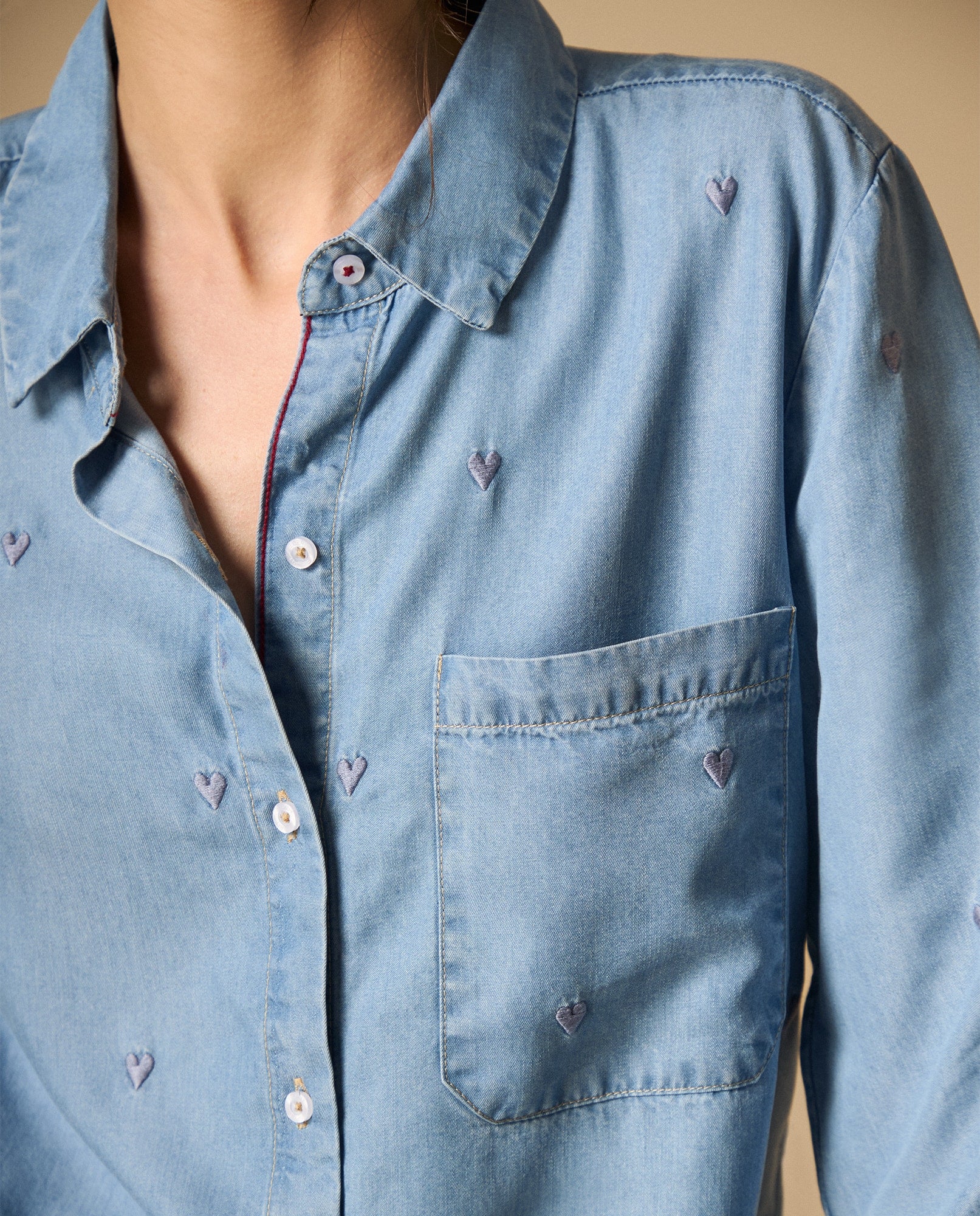 Camisa bordada manga larga cuello camisero - Azul 34_111H014_AZU134110_3