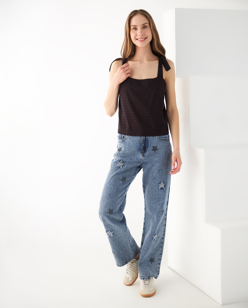 Camisa con escote recto para mujer - Negro 34_112F003_NEG193909_5