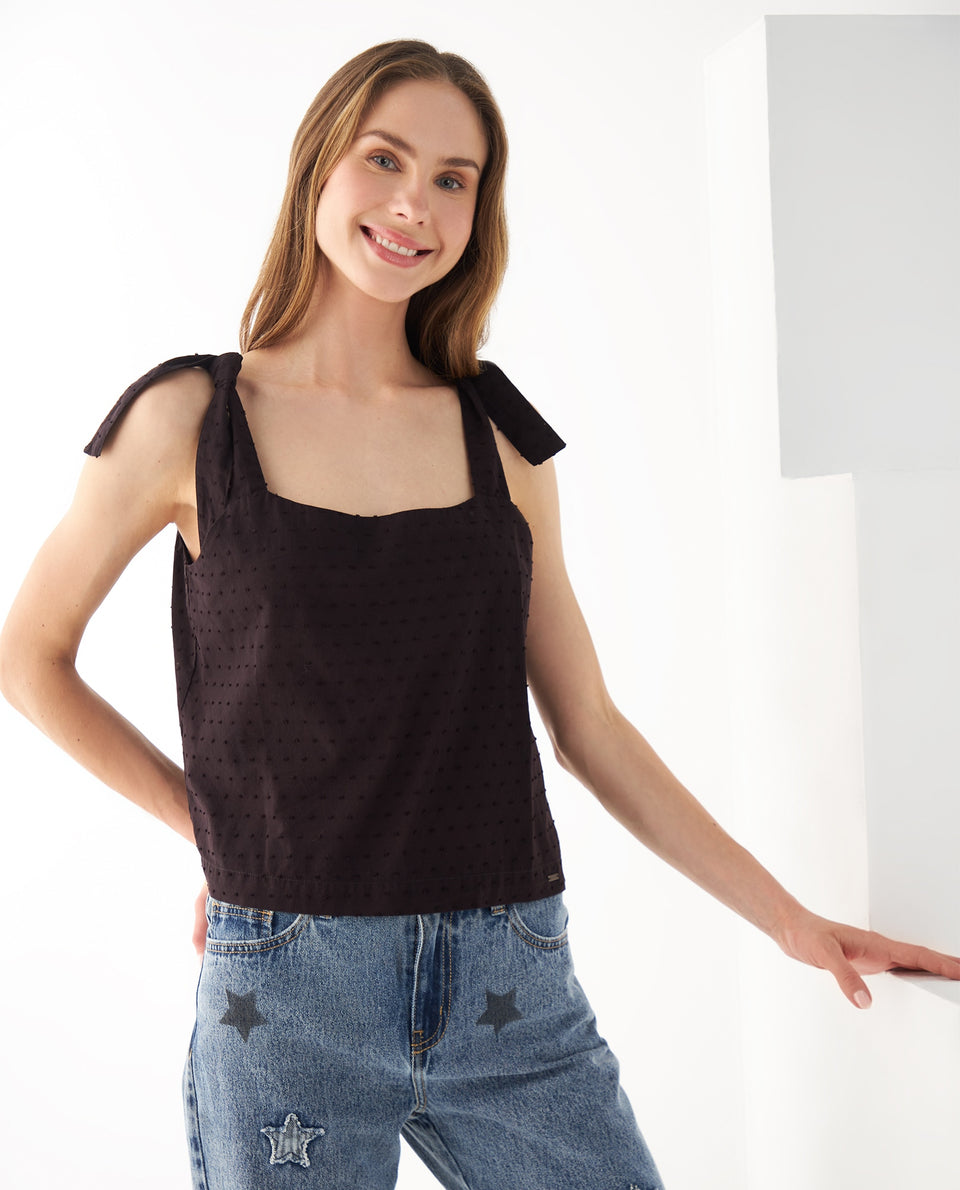 Camisa con escote recto para mujer - Negro 34_112F003_NEG193909_6