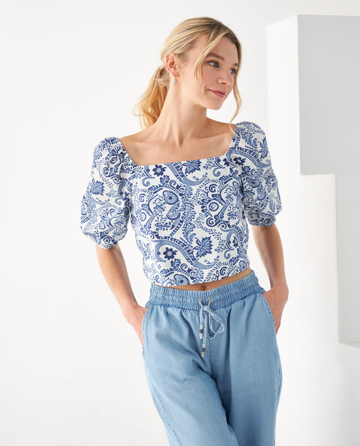 Camisa con escote recto para mujer - Azul 34_112F004_AZU194027_0