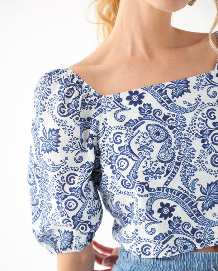 Camisa con escote recto para mujer - Azul 34_112F004_AZU194027_3
