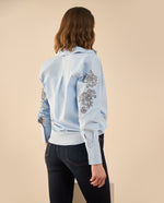 Camisa con apliques de piedras para mujer - Azul