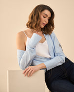 Camisa con apliques de piedras para mujer - Azul