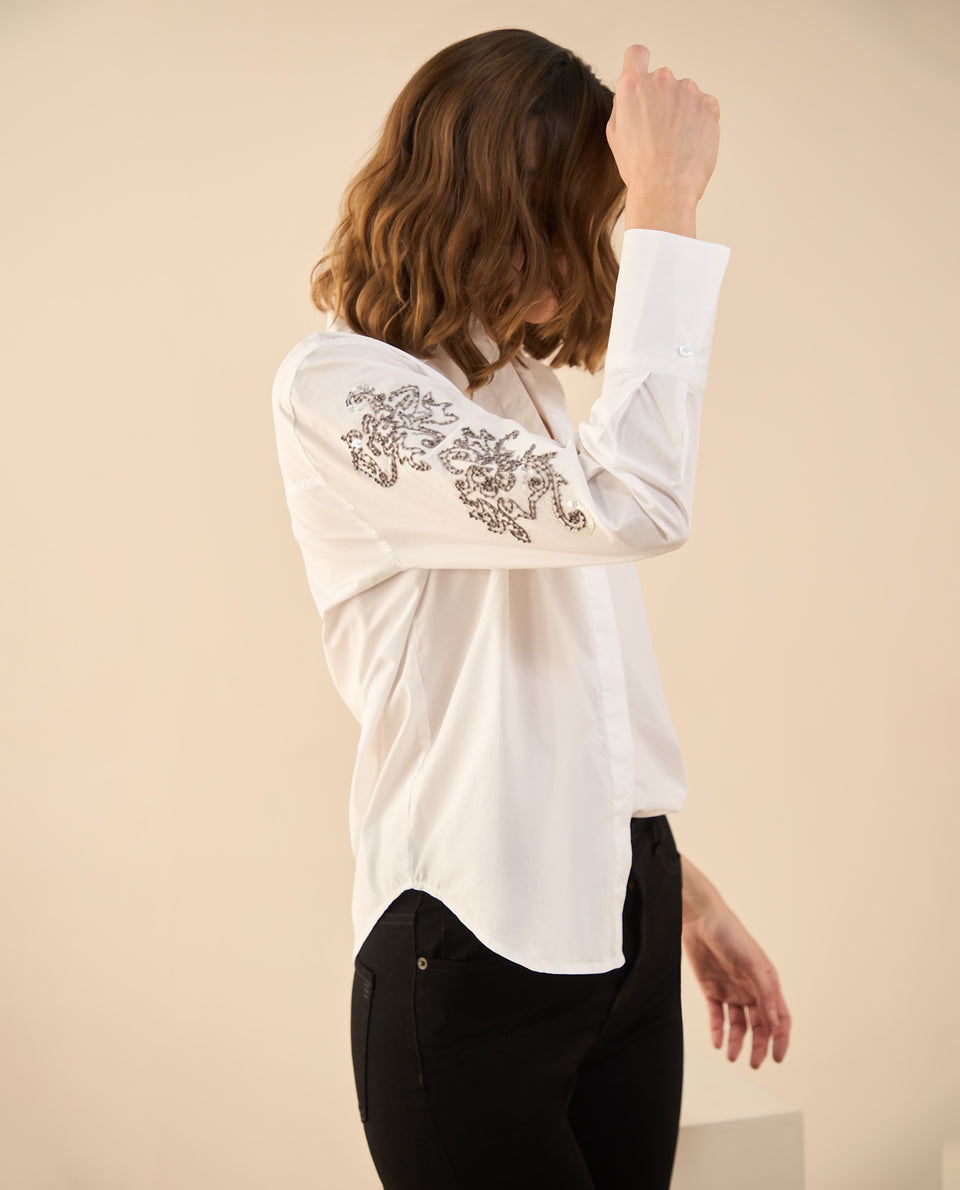 Camisa con apliques de piedras para mujer - Blanco 34_112G000_BLA110601_7