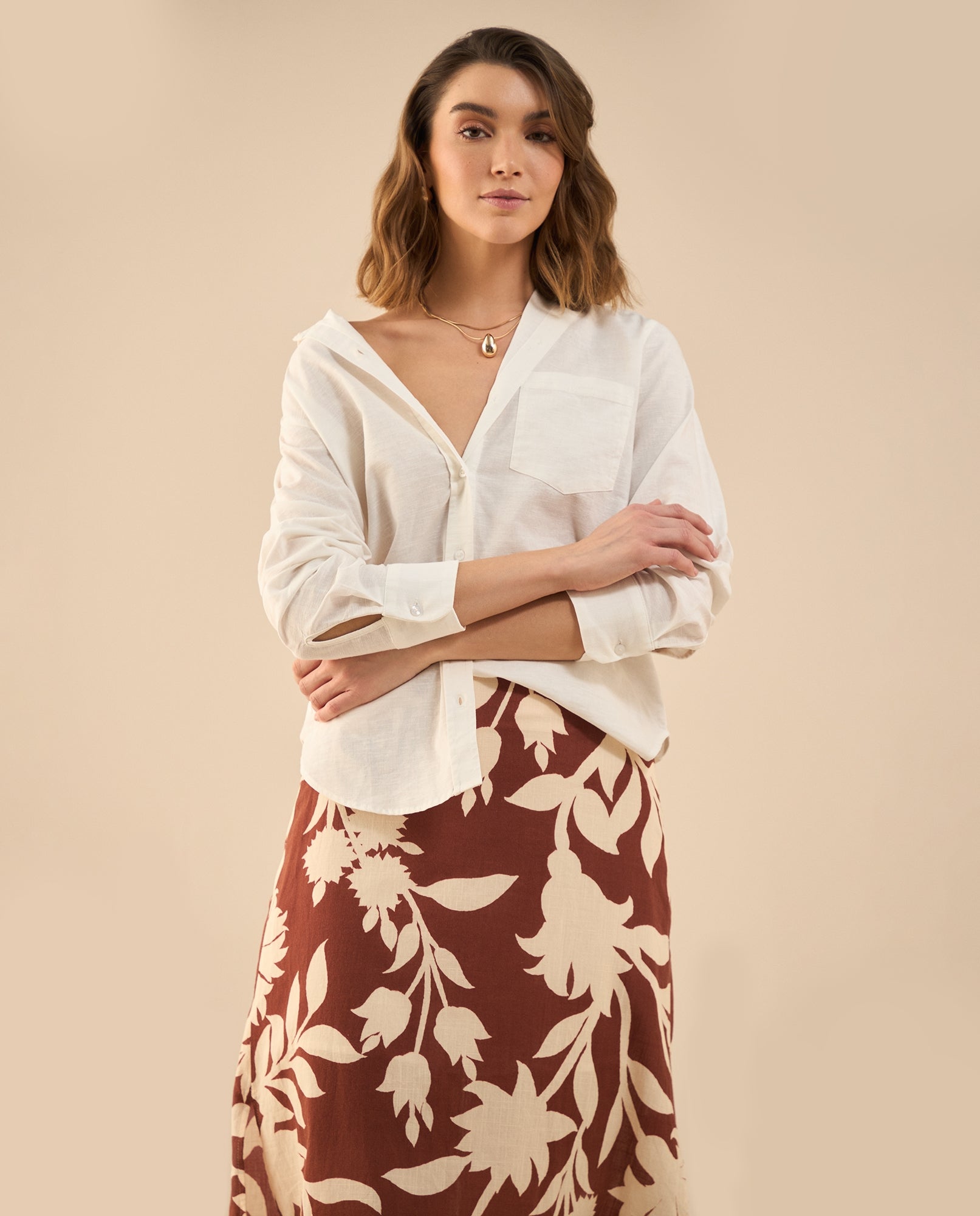 Camisa manga larga para mujer - Crudo 34_112G019_CRU114201_0