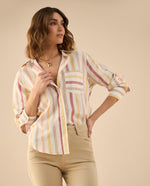 Camisa con diseño a rayas para mujer - Rojo 34_112G021_ROJ181444_0