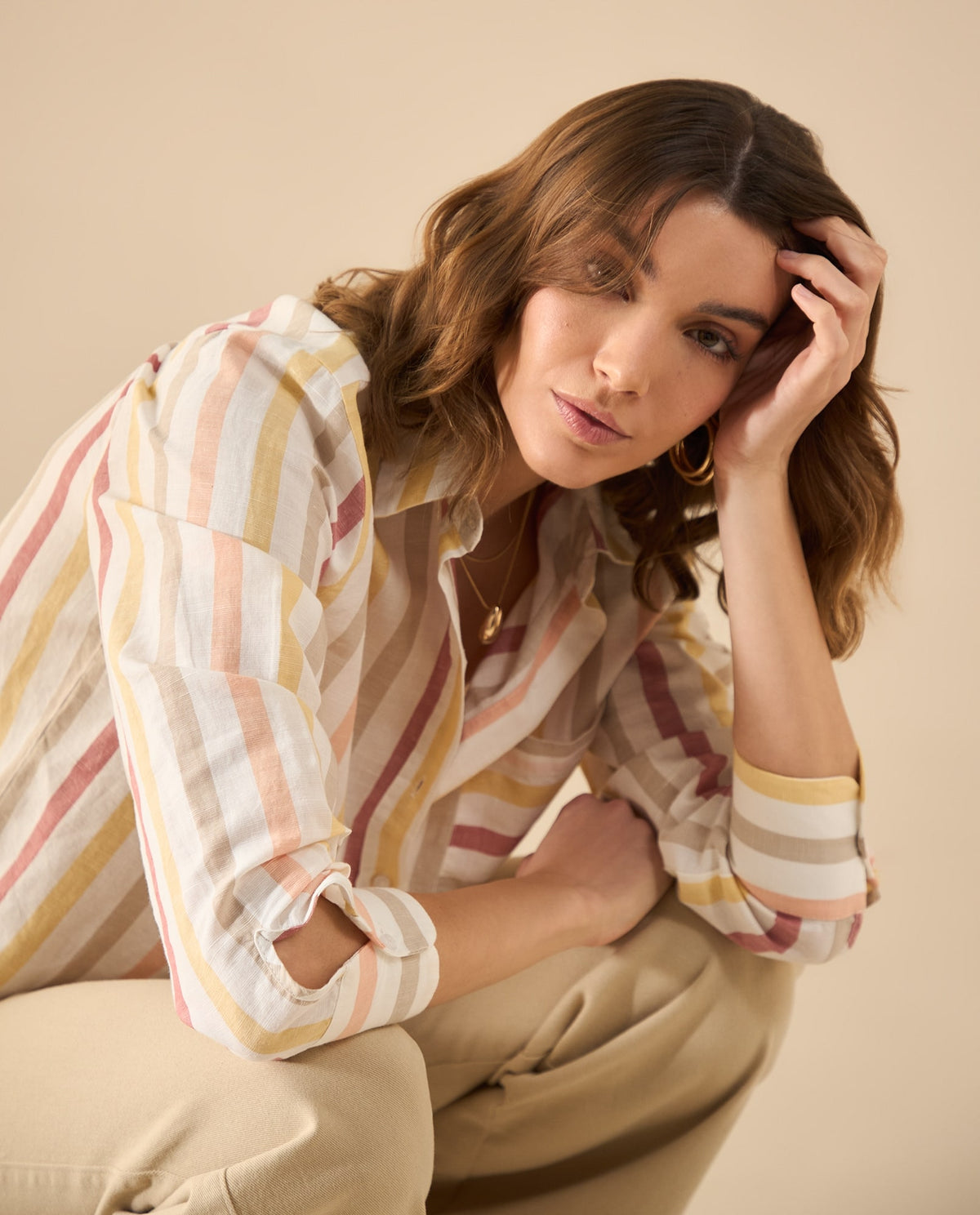 Camisa con diseño a rayas para mujer - Rojo 34_112G021_ROJ181444_6