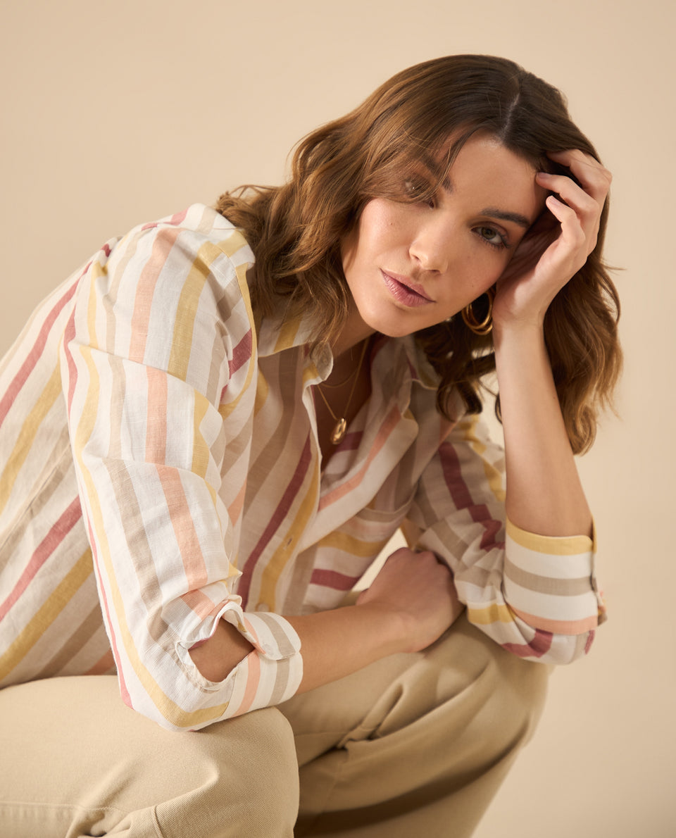 Camisa con diseño a rayas para mujer - Rojo 34_112G021_ROJ181444_6