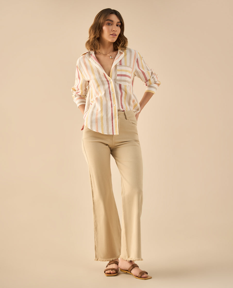 Camisa con diseño a rayas para mujer - Rojo 34_112G021_ROJ181444_7