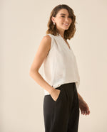 Camisa de diseño cerrado para mujer - Blanco