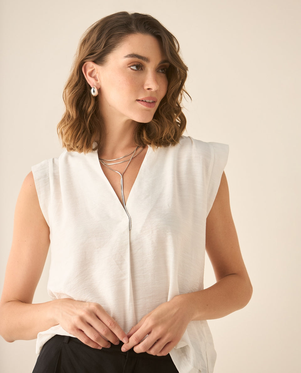 Camisa de diseño cerrado para mujer - Blanco 34_113G002_BLA110700_3