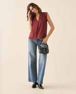 Camisa de diseño cerrado para mujer - Rojo