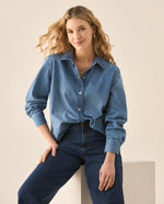 Camisa manga larga para mujer - Azul