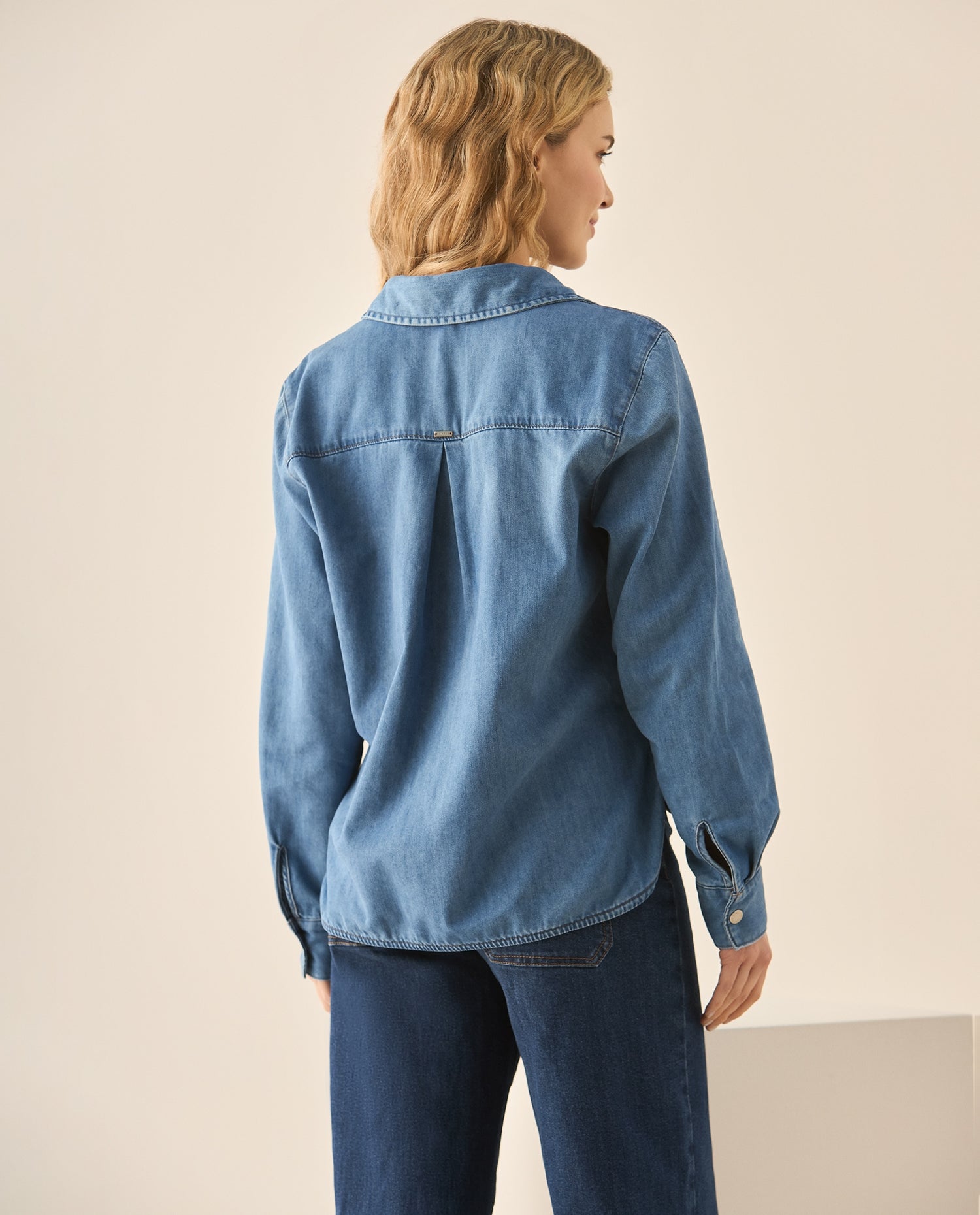 Camisa manga larga para mujer - Azul