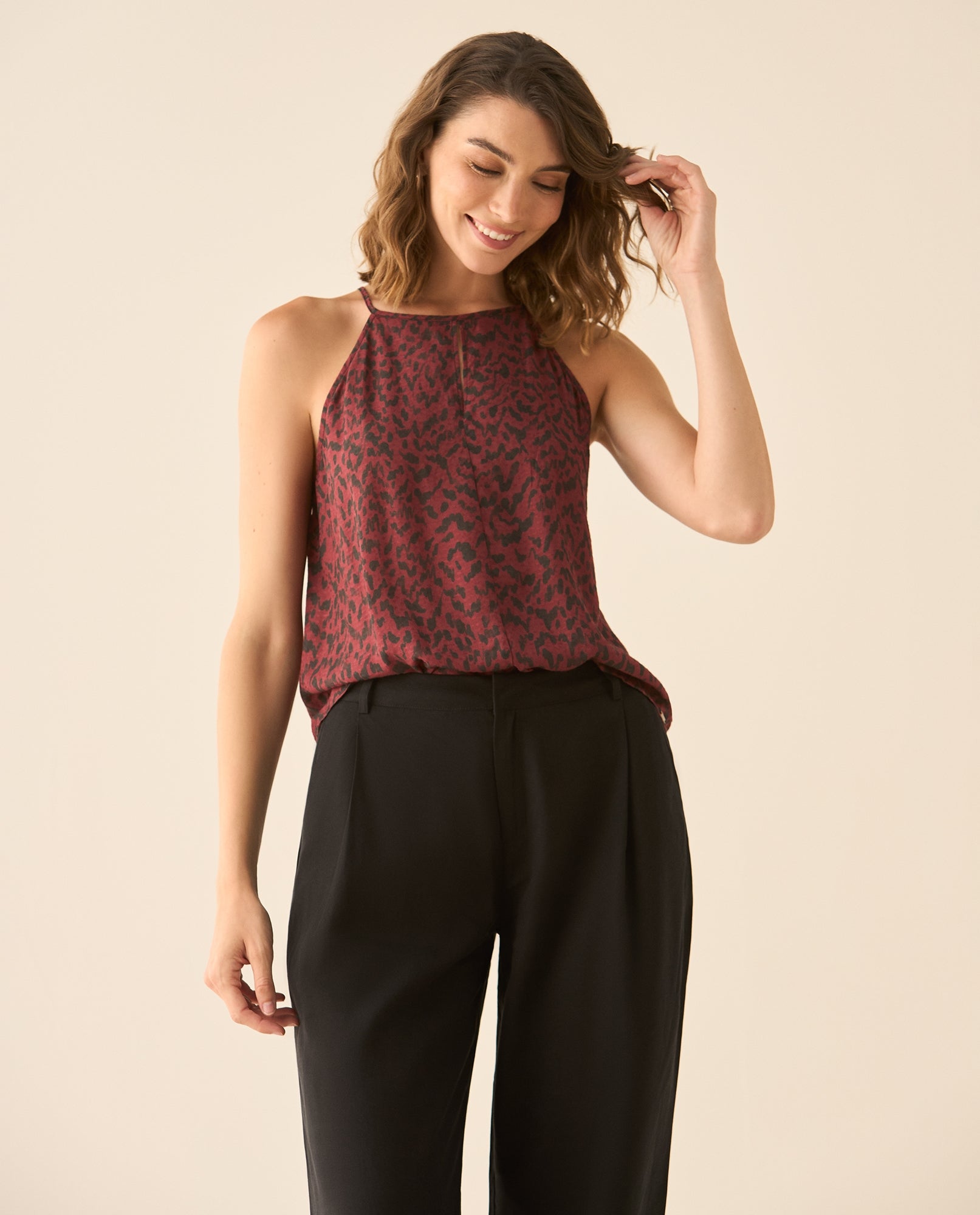 Camisa de animal print para mujer - Rojo 34_113G004_ROJ191531_0