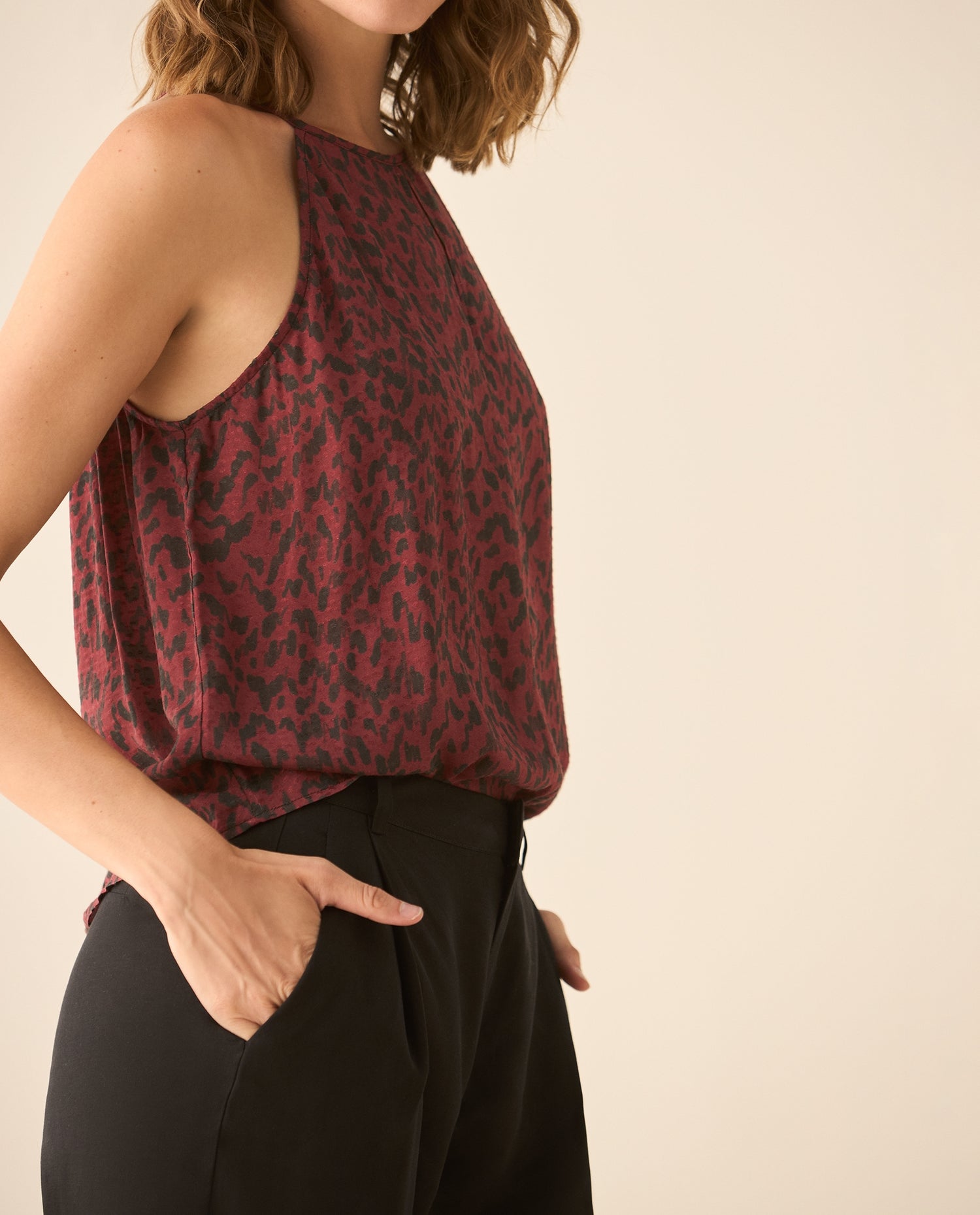 Camisa de animal print para mujer - Rojo