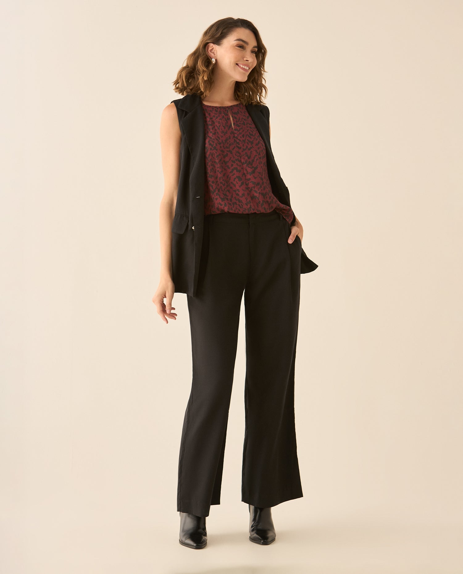Camisa de animal print para mujer - Rojo