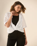 Camisa clásica manga larga 3/4 para mujer - Blanco