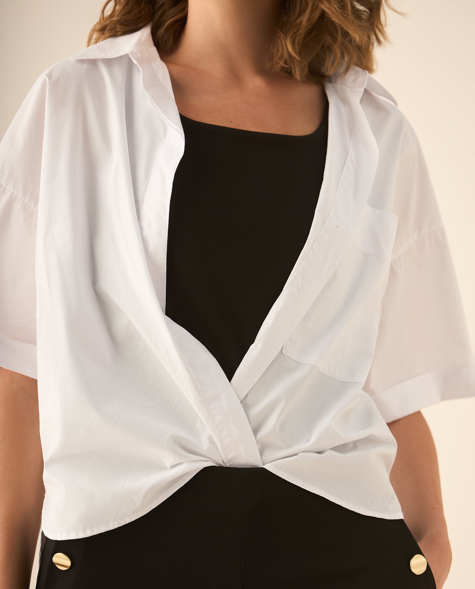 Camisa clásica manga larga 3/4 para mujer - Blanco 34_113G011_BLA110700_3