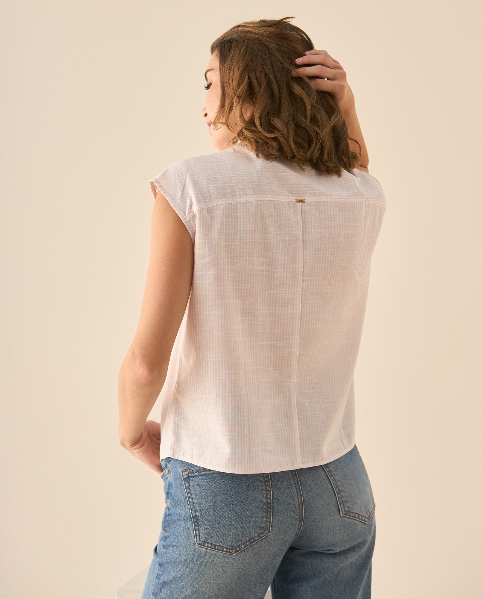 Camisa a rayas manga sisa para mujer - Rosa 34_113G012_ROS110603_5