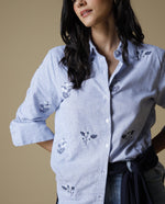 Camisa Manga Larga Algodón-Lino - Azul