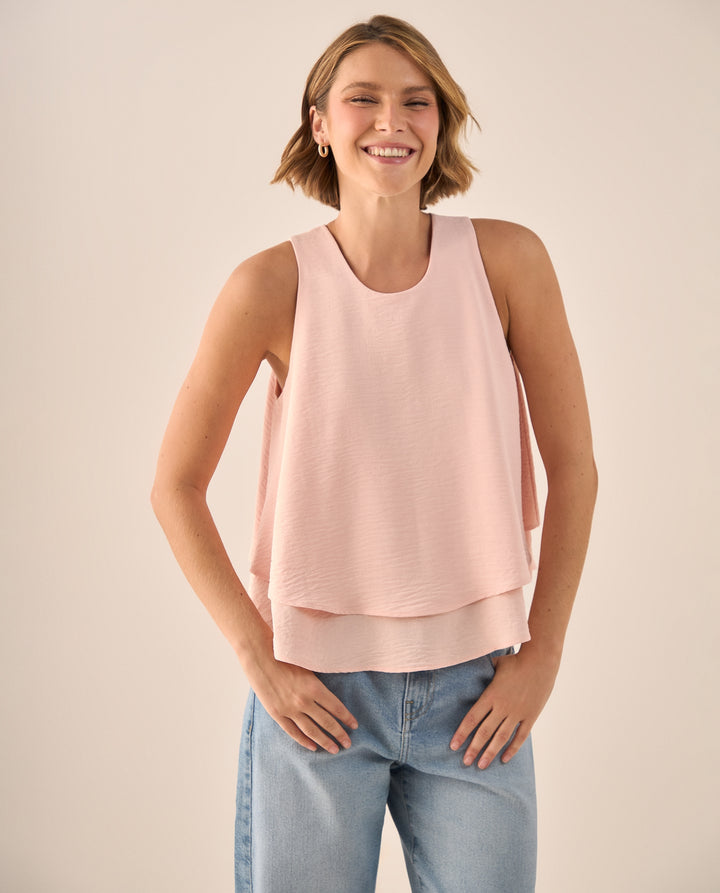 Blusa Rosa Doble Capa Sin Mangas - Rosa 34_119G002_ROS131408_0