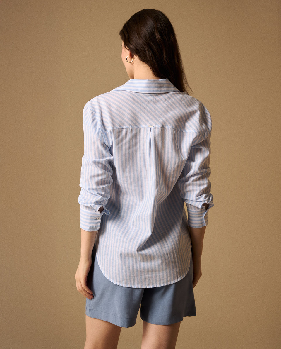 Camisa Rayas con Bordados en Puños - Azul 34_119G010_AZU154030_6
