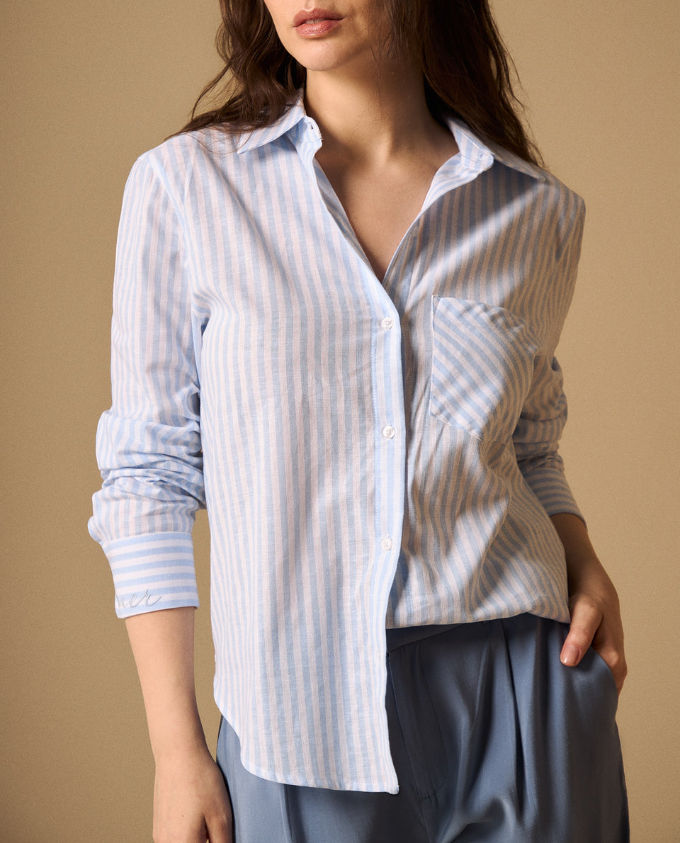 Camisa Rayas con Bordados en Puños - Azul 34_119G010_AZU154030_7