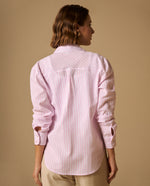 Camisa Rayas con Bordados en Puños - Rosa