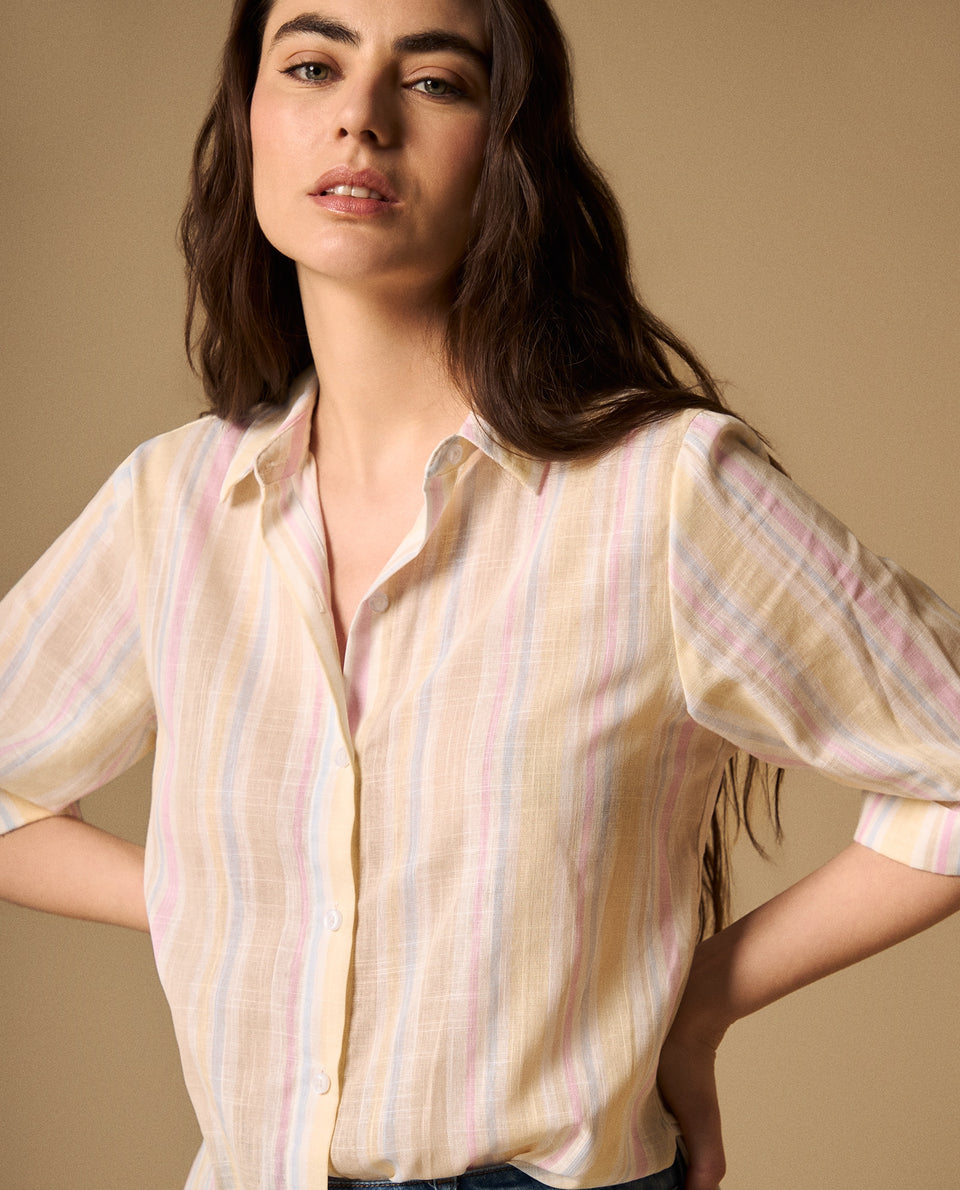 Camisa Rayas Manga Corta Premium - Crudo 34_119G011_CRU141106_3