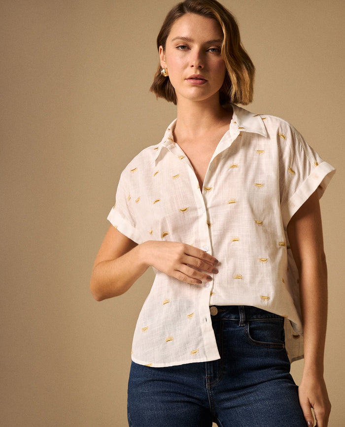 Camisa con Estampado de Palabras - Amarillo 34_119G012_AMA140935_0