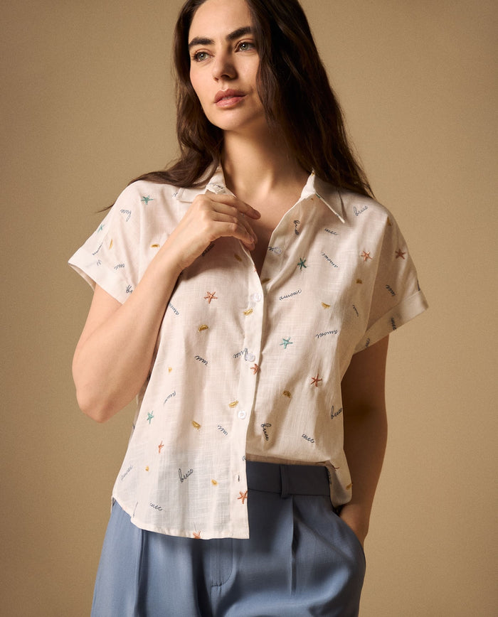 Camisa con Estampado de Palabras - Crudo 34_119G012_CRU114201_0