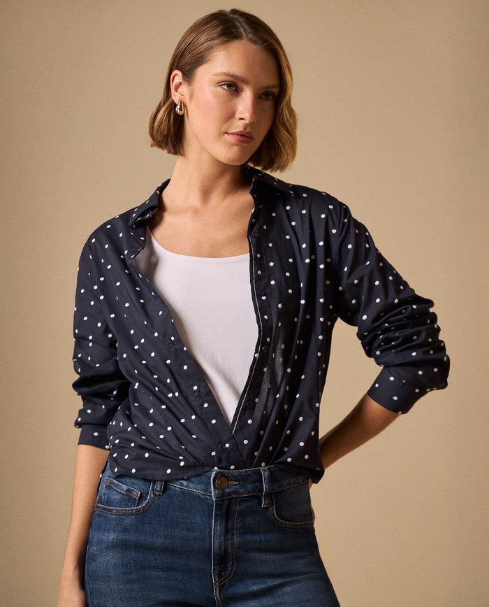 Camisa con Estampado Love Romántico - Azul 34_119G015_AZU193922_0