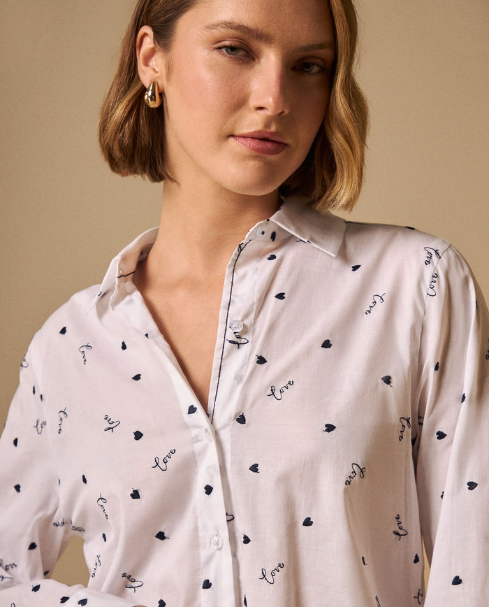 Camisa con Estampado Love Romántico - Blanco 34_119G015_BLA110601_0