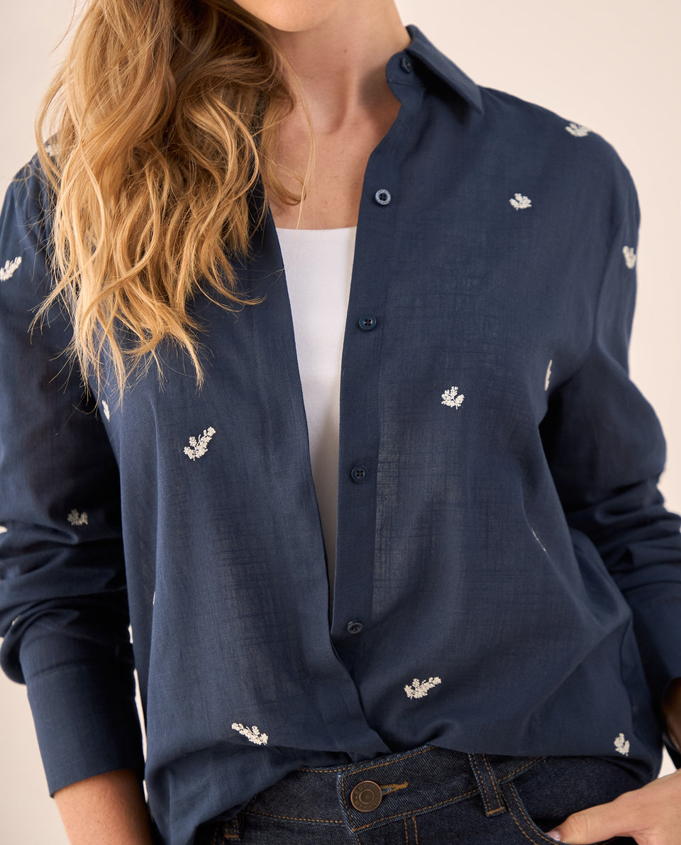 Camisa con Bordados Florales Azules - Azul 34_119G701_AZU193923_3