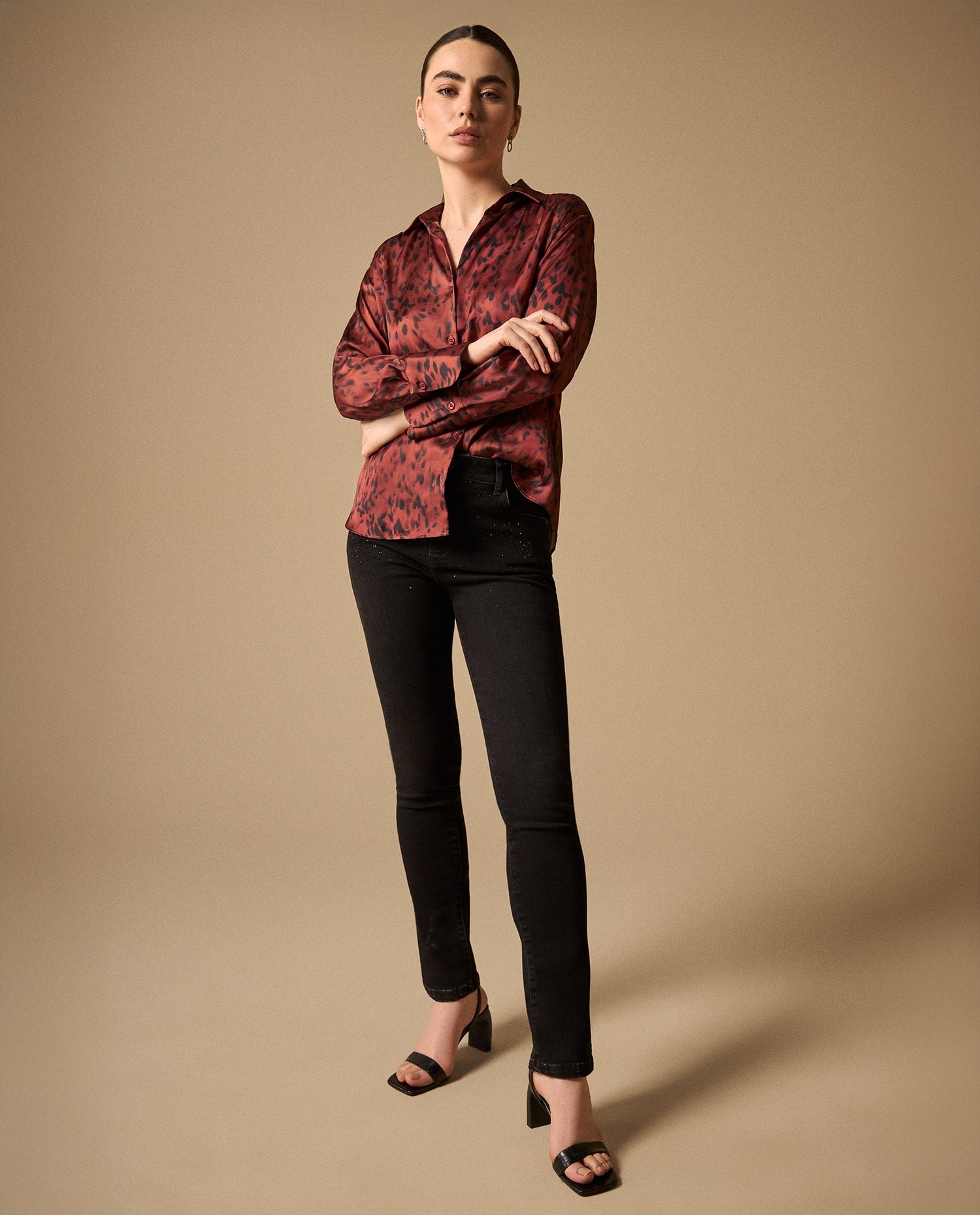 Camisa Animal Print Terracota - Naranja