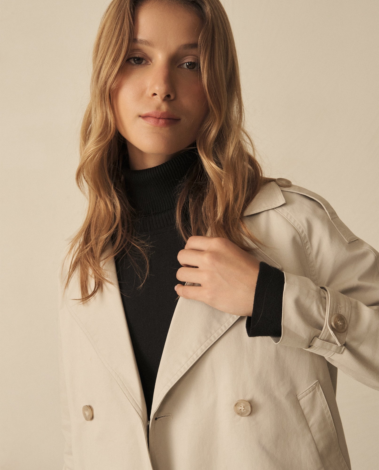 Chaqueta con cuello de solapa para mujer - Beige 34_120G915_BEI151216_0